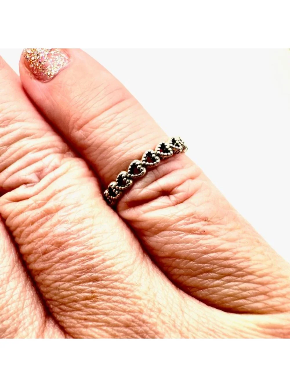Pandora Band of Hearts Ring Sterling Silver Size 5.25